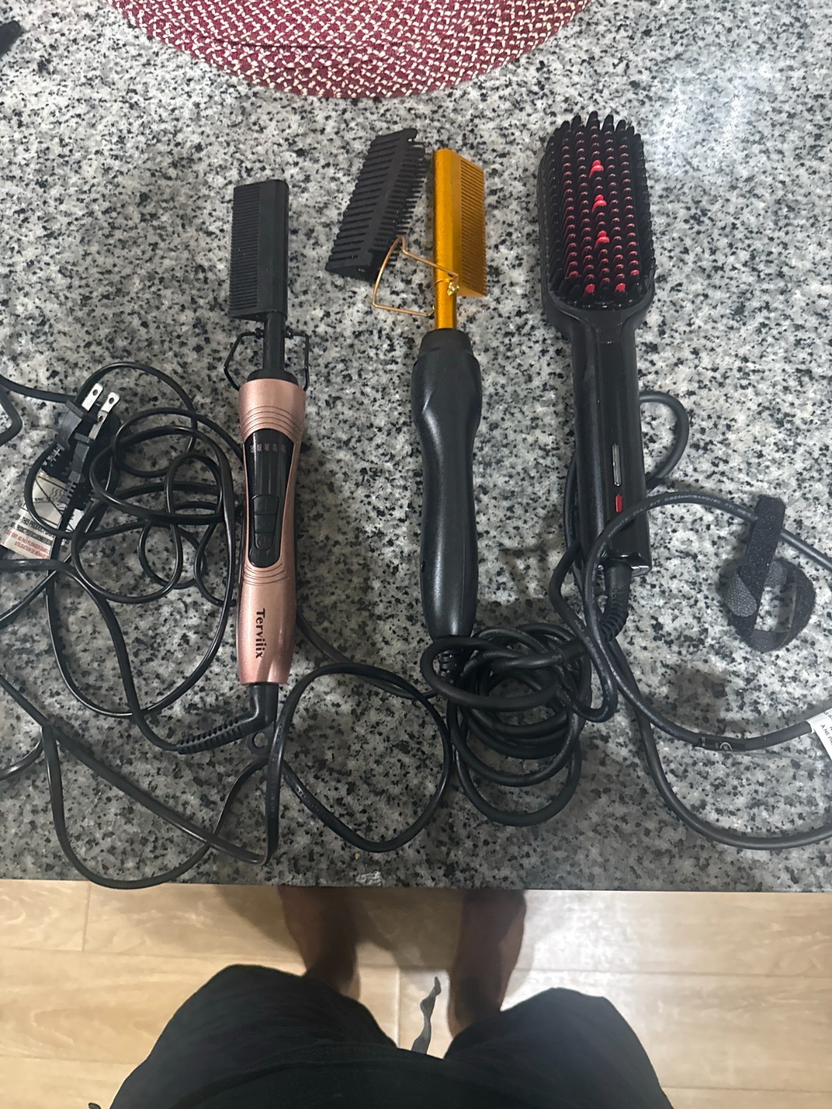 Terviiix Electric Hot Comb & Straightening Brush 3-Piece Hair Tool Bundle